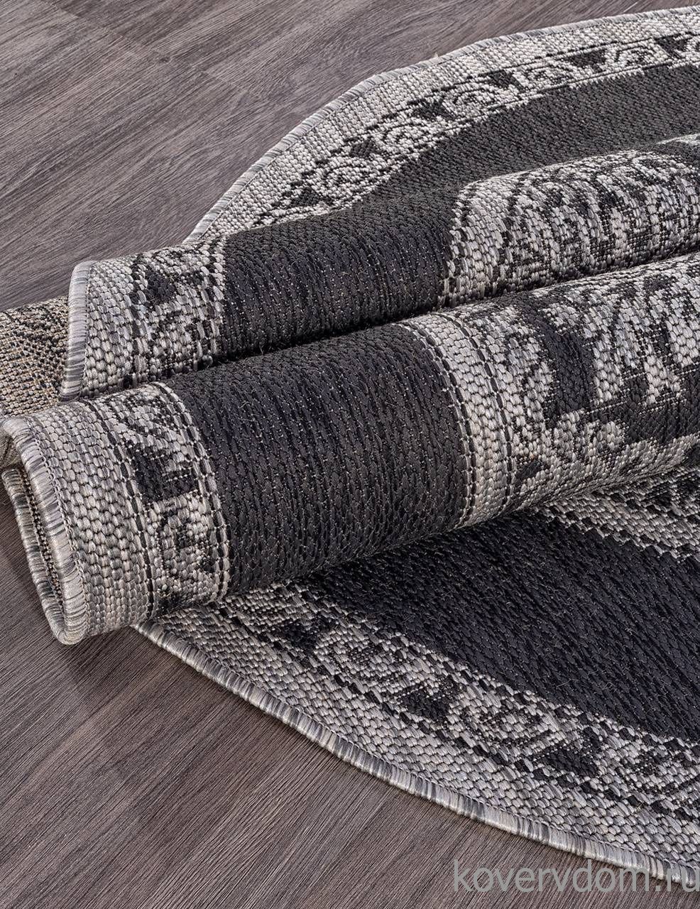 Ковер циновка VEGAS S001 BLACK-GRAY Овал Ковер циновка VEGAS S001 BLACK-GRAY Овал